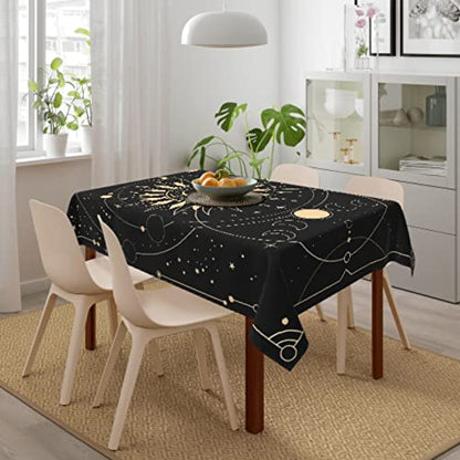 Cafl Tarot Tablecloth Sun Star Moon Tablecloth Waterproof Wrinkle Free Rectangle Table Cloth for Dining Room 54 x 72 Inch