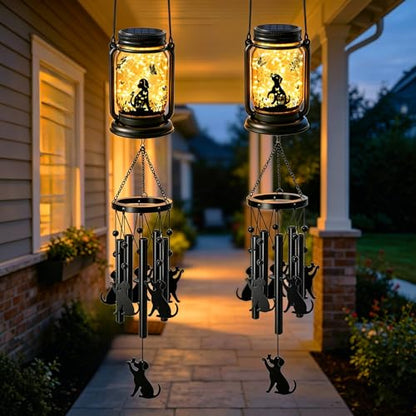 2 Pack Solar Dog Wind Chimes for Outside, Birthday Mother' s Day Gifts for Mom Women Grandma,Solar Dog Wind Chime Light Hanging Wind Chimes Outdoor,IP65 Waterproof, Yard Garden Terrace - size: 2 pack- Dog jar wind chime
