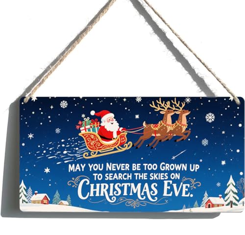 Vintage Christmas Decor Signs, Indoor Retro Christmas Decorations - "May You Never Be Too Grown Up to Search the Skies on Christma Eve" Sign, 6x12 Inch - color: 06XmasEve