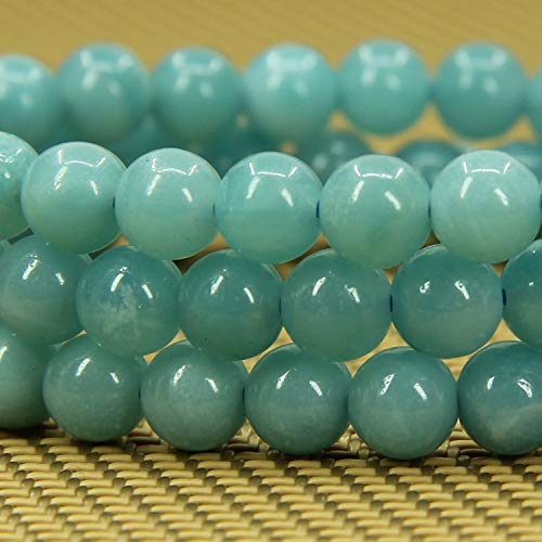 Angelstones Handmade Natural Healing Gemstone 6mm Round Beads Stretch Crystal Bracelet 7 Inch Unisex - color: Blue Amazonite