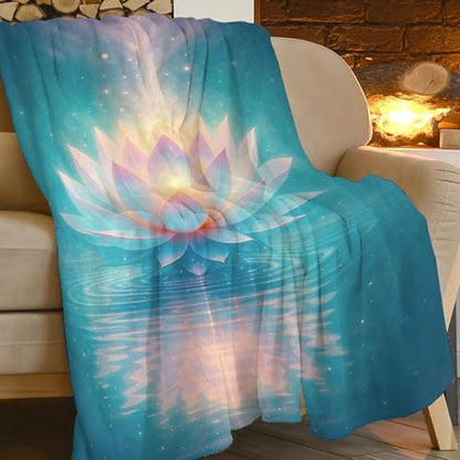 Lotus Blanket Zen Lotus Waterlily Throw Blanket Soft Cozy Fleece Fuzzy Meditation Yoga Plush Warm Stuff Bedding Nursery Blankets Gifts for Boys Girls Kids Adult Men Women 50"X60" - color: Lotus, size: 50"x60"