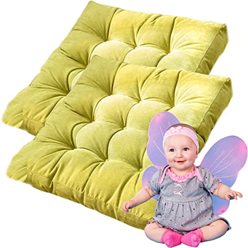Square Meditation Pillow for Seating on Floor,Solid Thicken Futon Pillow Seat Floor Cushion for Yoga Corduroy Chair Pad (Green 55cm/22in(Set of 2)) - color: Green, size: 55cm/22in(Set of 2)