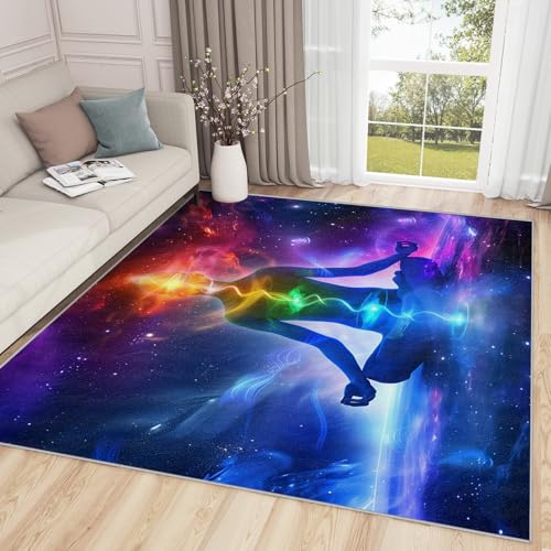 Chakra Rugs for Living Room - Yoga Meditation Rug, 4x5 Rug, Colorful Spiritual Area Rug, Boho Zen Galaxy Washable Rugs for Living Room Bedroom, Mandala Carpet - Home Decor, Chakra Gifts Women - size: 4' x 5' (Rectangular)