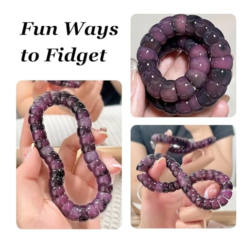 Roe Dolph Bodhi Bead Fidget Anxiety Bracelet for Women Men Chunky Stretch Beaded Mindful Jewelry Daily Reminder Gift for Mom Wife Friend - color: A5:purple
