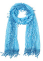 Cindy and Wendy Lightweight Soft Leaf Lace Fringes Scarf Bridal Veils shawl for Women - color: Turquoise Blue