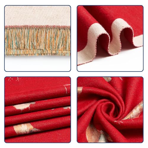 QIUTIMIY Pashmina Shawl Wraps for Womens Winter Scarf Reversible Pattern Designer Ladies Shawls and Wraps for Evening Dresses - color: Flower3-red