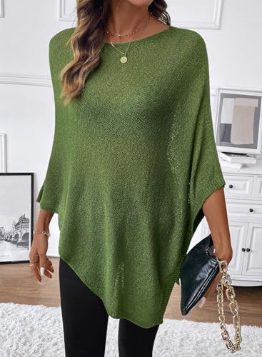 SHEWIN Womens Sheer Knit Poncho Crochet Summer Tops See Through Mesh Spring Sweaters Beach Cover Ups for Women 2026