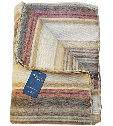 Alpaca Wool Throw Blanket | Super Soft, Lightweight, Breathable and Hypoallergenic | Non-Itchy or Scratchy (Beige Brown Varicolored, Striped) - color: Beige Brown Varicolored