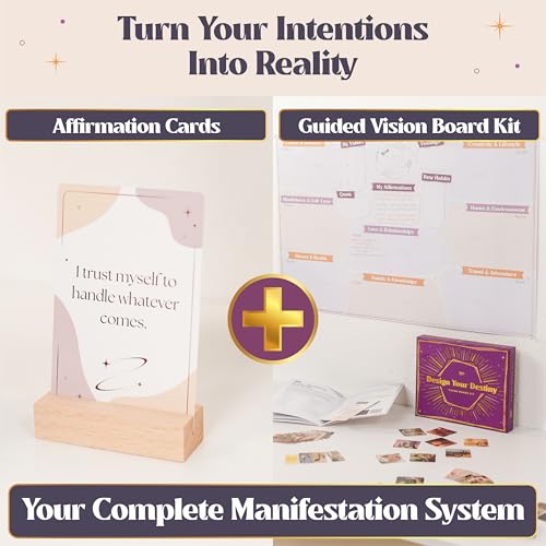 24-Day Guided Manifestation & Mindfulness Vision Board Kit with Positive Daily Affirmations Journey - color: Guided Vision Board Journey