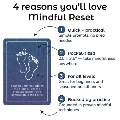 52 Mindfulness Cards, Stress and Anxiety Relief Mindfulness Tools, Therapy Games, Positive and Inspirational Gifts, Wellness and Meditation Tools, Affirmation Notes for Women and Men