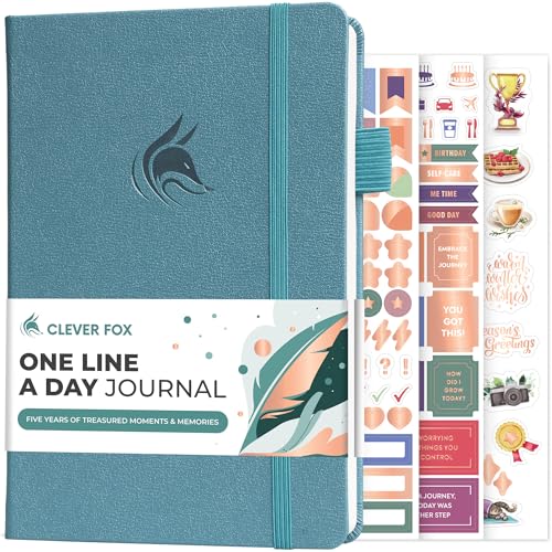 Clever Fox One Line A Day Journal – 5-Year Memory Notebook – Daily Time Capsule Diary for Women & Men –Five-Year Day-by-Day Planner (Aquamarine) - color: Aquamarine