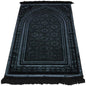 Modefa Luxury Velvet Prayer Rug with Prayer Beads | Soft Elegant Muslim Turkish Janamaz Sajada Carpet for Men and Women | Plain Solid Prayer Mat Ramadan Eid Gift - Najma (Black) - color: Najma Black