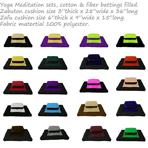 D&D Futon Furniture Black/Green Zabuton Zafu Set, Yoga, Meditation Seat Cushions, Kneeling, Sitting, Supporting Exercise Pratice Zabuton & Zafu Cushions.