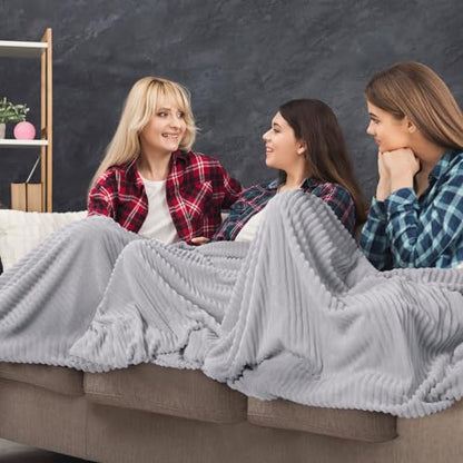 Buryeah 12 Pcs Flannel Throw Blanket Bulk 50 x 60 in Sleepover Blanket Outdoor Wedding Throw Lightweight, Oeko-tex Standard 100 Certified for Sofa Homeless Gifts (Light Gray) - color: Light Gray