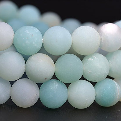 Justinstones Gem Semi Precious Gemstone 8mm Round Beads Stretch Bracelet 7 Inch Unisex - color: Matte Blue Amazonite
