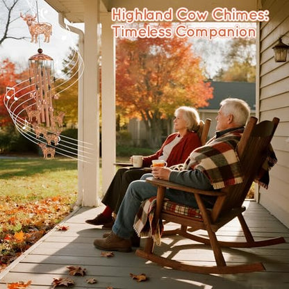 Highland Cow Wind Chimes for Outside Metal Windchimes Highland Cow Gifts for Women Men Garden Decor for Patio Yard Sympathy Memorial