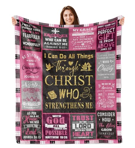 Christian Gifts for Women, Christian Gifts, Religious Gifts for Women, Baptism Gifts for Girl, Inspirational Birthday Gifts, Catholic Spiritual Blanket 60"X50" - color: Christian-pink