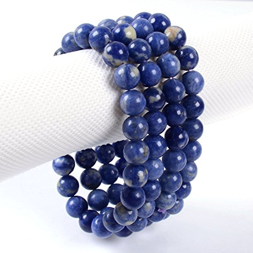 Justinstones 8mm Round Beads Stretch Bracelet 7 Inch Unisex - color: Blue Sodalite