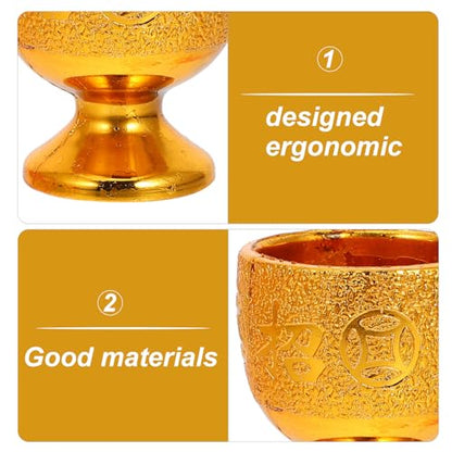 Buddhist Water Offering Cup Set Golden Mini Plastic Buddhist Chalice Cups with Base Temple Worship Mug 5pcs Blessing Goblets