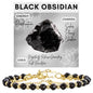 Farfume Crystal Bracelet Beaded Bracelets 4mm Natural Stone Beads Gemstone Handmade Jewelry Gift for Women - color: Black Obsidian-Purification