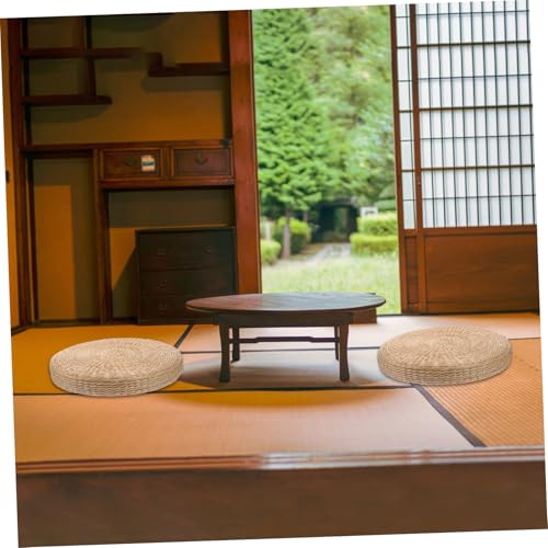 PRETYZOOM Thickened Meditation Mat Hand Woven Yoga and Meditation Cushion Rustic Zen Decor Comfortable Floor Pillow