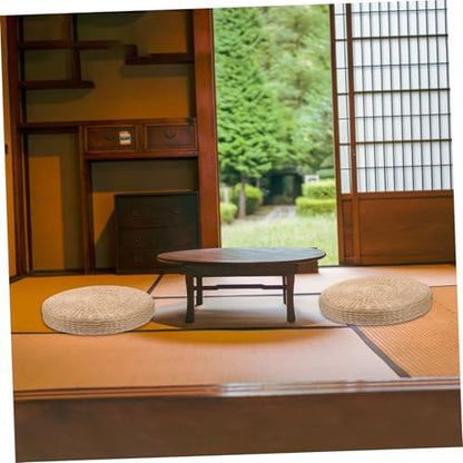 PRETYZOOM Thickened Meditation Mat Hand Woven Yoga and Meditation Cushion Rustic Zen Decor Comfortable Floor Pillow