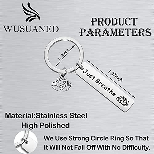 WUSUANED Breathe Lotus Keychain Yoga Jewelry Inspirational Gift for Women