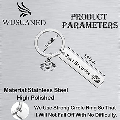 WUSUANED Breathe Lotus Keychain Yoga Jewelry Inspirational Gift for Women