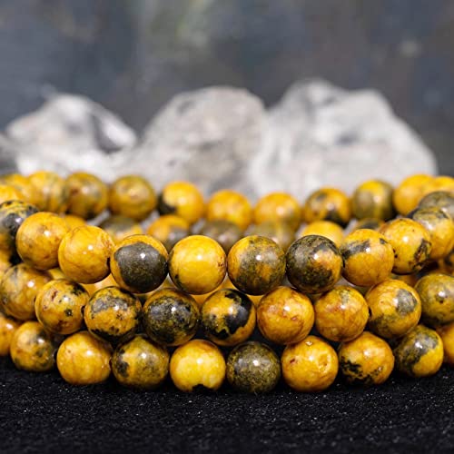 8mm Natural Gemstone Stretch Bracelet, Handmade Unisex Crystal Bracelets for Meditation, Yoga, Spiritual Healing & Positive Energy - color: Bumblebee Jasper