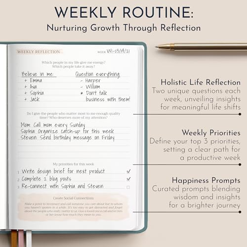 Premium Gratitude Journal for Women – 6 Month Guided Daily Prompts – Hardcover, 249 Pages, Lay Flat, 100gsm Paper, Gift Boxed – Affirmation, Self Care Gifts for Women, Mindfulness, Wellness - color: Gratitude - Green