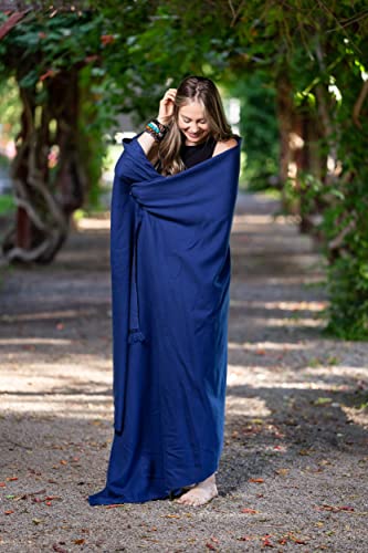 Meditation Shawl or Meditation Blanket, Shawl/Wrap, Oversize Scarf/Stole. Large. Unisex. - color: Navy Blue