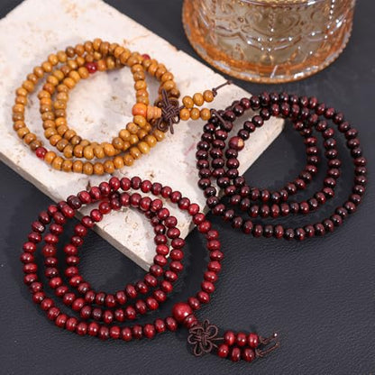 1PCS 6MM Bead Bracelets for Men and Women Unisex Mala Bracelet Beaded Tibetan Prayer Buddha Bead for Meditation - color: Orange