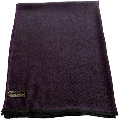 CJ Apparel Solid Color Fringe Design Fringe Shawl Scarf Wrap Stole Throw Head Wrap Pashmina Gift Hand Made in Nepal New - color: Black & Purple