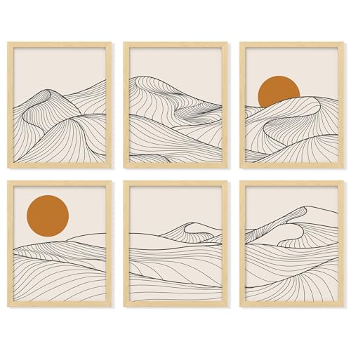 97 Decor Japandi Home Decor - Minimalist Japanese Wall Art, Japandi Style Decor, Mountain Line Art Wall Decorations Boho, Minimalistic Posters Japanese Decorations, Rising Sun Bedroom Print (8x10 UNFRAMED) - color: Japandi Poster
