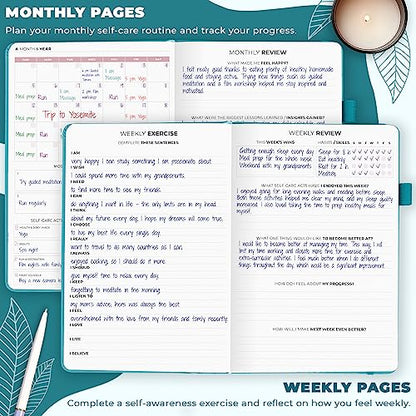 Clever Fox Self-Care Journal – Daily Reflection Notebook – Mental Health & Personal Development Planner, Meditation & Mood Log, A5 (Aquamarine) - color: Aquamarine, size: A5 (5.8'' x 8.3'')