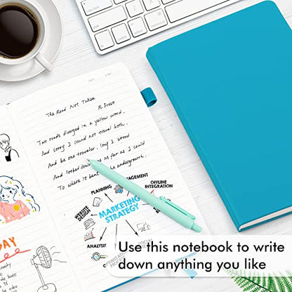 feela 3 Pack Notebooks Journals Bulk, Hardcover Notebook Classic Ruled Lined Journal Set with Pen Holder for Work Business Journaling Note Taking, with 3 Black Pens, 120 GSM, 5.1”x8.3”, A5, Teal - color: 3 Teal