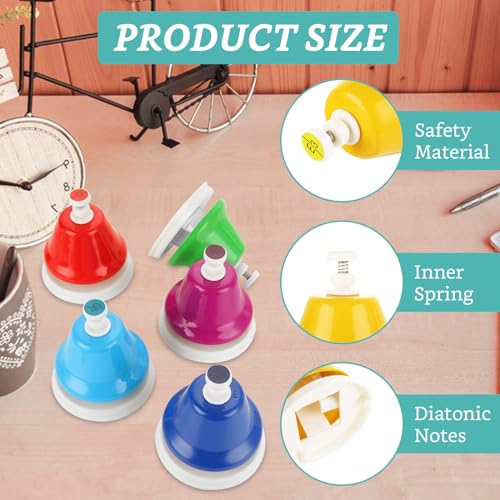 8 Pcs Rainbow Desk Bells, 8 Notes Diatonic Metal Musical Bells, Musical Bells Musical Learning for Musical Teaching Church