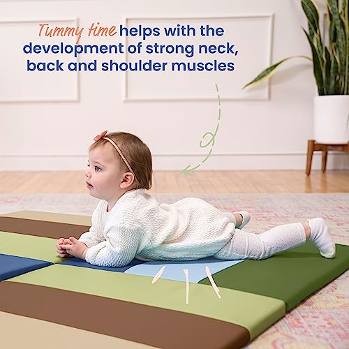 ECR4Kids SoftZone Turning Tiles Folding Activity Play Mat, 48in Square, Baby Essentials, Earthtone - color: Earthtone