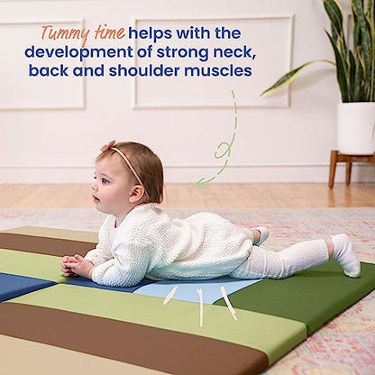 ECR4Kids SoftZone Turning Tiles Folding Activity Play Mat, 48in Square, Baby Essentials, Earthtone - color: Earthtone