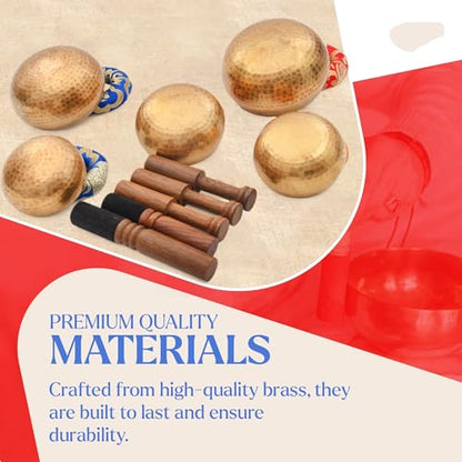 Tibetan Singing Bowl Set-Authentic Cuencos Tibetanos for Sound Healing, Meditation & Chakra Balancing - Includes Cushion, Mallet-Unique Spiritual Gifts for Women and Men (5 Chakra Bowl Set) - size: 5 Chakra Bowl Set