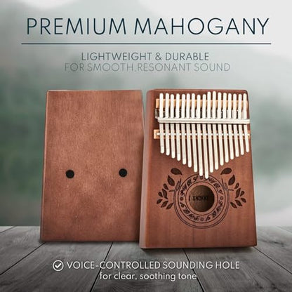 UNOKKI 17-Key Kalimba Thumb Piano - Portable Mahogany Percussion Mbira Instrument - Beginner Tuning Set, Music Instruments for Kids Gifts - Dark Brown - color: Dark Brown