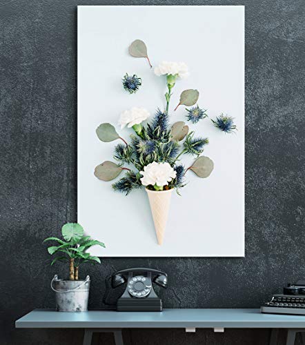 wall26 - Canvas Wall Art - Dried Flowers and Leaves in The Ice-Cream Cone on White Background - Giclee Print Gallery Wrap Modern Home Art Ready to Hang - 12x18 inches - color: Artwork - 04, size: 18"L x 12"W