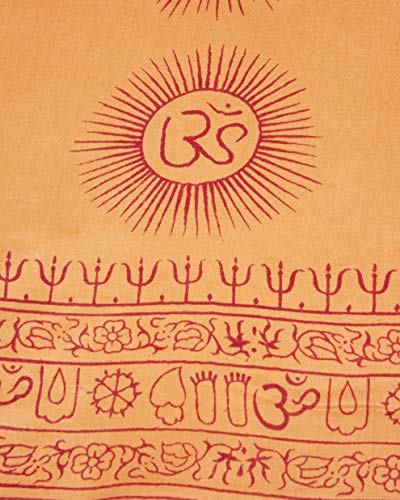 Yoga Scarf Meditation Shawl Large Wrap Hindu Prayer Stole OM print - color: Orange