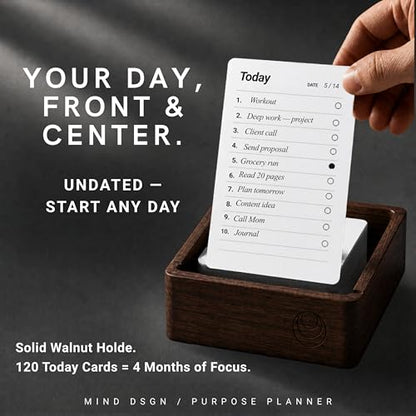 Undated Daily Productivity To Do List Cards - 60 To-Do List Cards, 10 Goal Setting Cards - Daily Checklist Cards and Note Pads - Simple and Effective Analog System