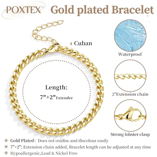 3mm Diamond Classic Tennis Bracelet for Women Dainty, Gold Jesus Cross Bracelets Trendy, 14K Gold Plated Heart/Evil Eye/Pearl/Starfish & Seashell Charm Bracelets for Women Bulk - style: Cuban-Gold