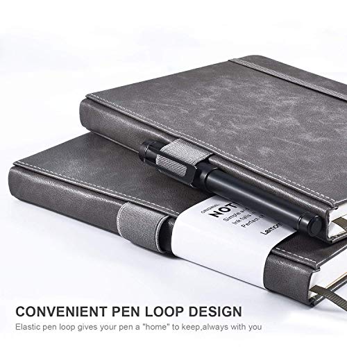 Lemome Thick Classic Notebook with Pen Loop - A5 College Ruled Hardcover Writing Notebook with Pocket + Page Dividers Gifts, Banded, Large, 180 Pages, 8.4 x 5.7 in - color: Gray