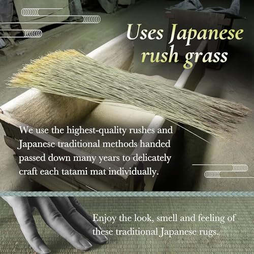 FULI Japanese Tatami Mattress, Foldable Igusa Rush Grass Tatami Rug, Natural Japanese Floor Mattress Mat Made in Japan, Full XL - size: Full XL (83"L x 55"W x 0.5"Th), style: Foldable Mat
