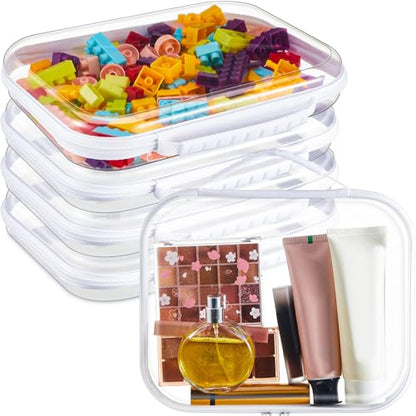 Sanwuta 4 Pcs Clear Hard Zipper Case with Handle Office Storage Cases Hard Plastic Pouches Transparent Bins for Crafts, Snacks, Cosmetics, Puzzles(9.8 x 7.9 x 2 Inches,White) - size: 9.8 x 7.9 x 2 Inches