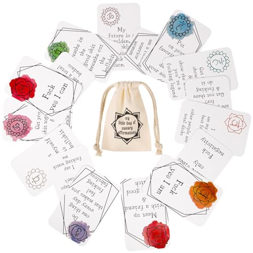 16Pcs Funny Affirmation Card Gift, Sweary Affirmation Cards,My Little Bag of Sweary Affirmation Cards, Self Encouragement Confirmation Card