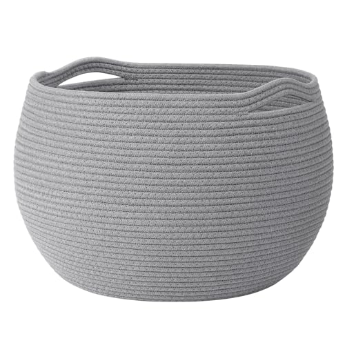 Goodpick Large Toy Storage for Kids, Woven Storage Basket for Nursery Living Room, Decorative Basket for Baby Boy Gifts, Gray, 15.7"D x 10.5"H - color: Gray, size: 15.7"D x 10.5"H